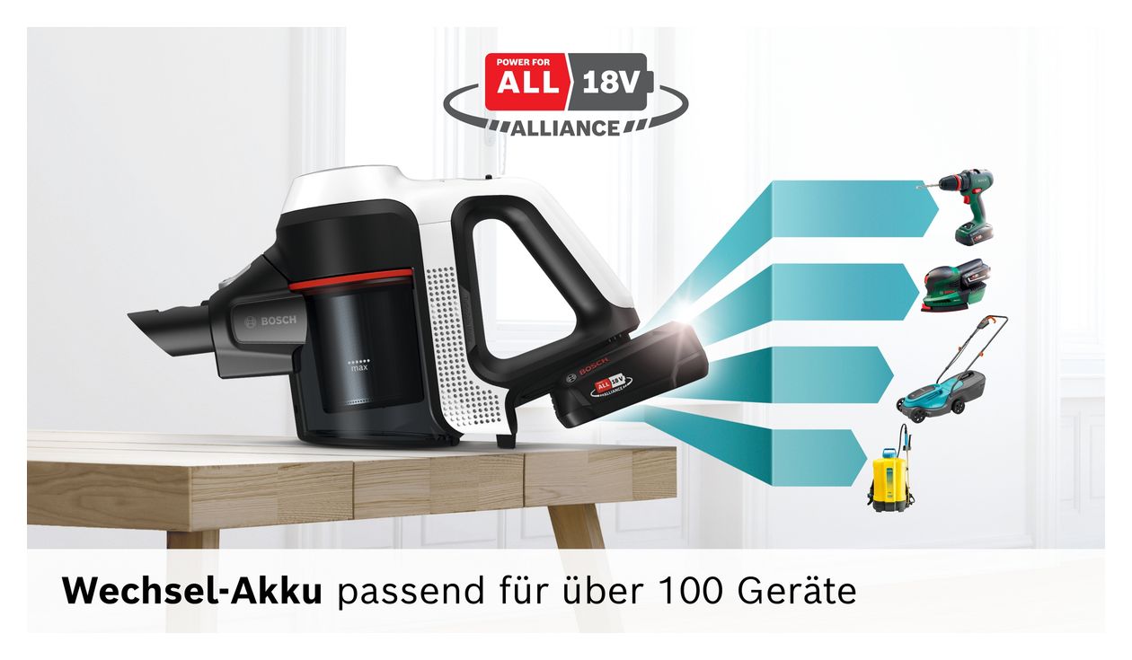 Unlimited 7 BKS71HYG3 ProHygienic Handstaubsauger Beutellos bis 40 min Laufzeit 18 V HEPA  (Schwarz, Weiß) 