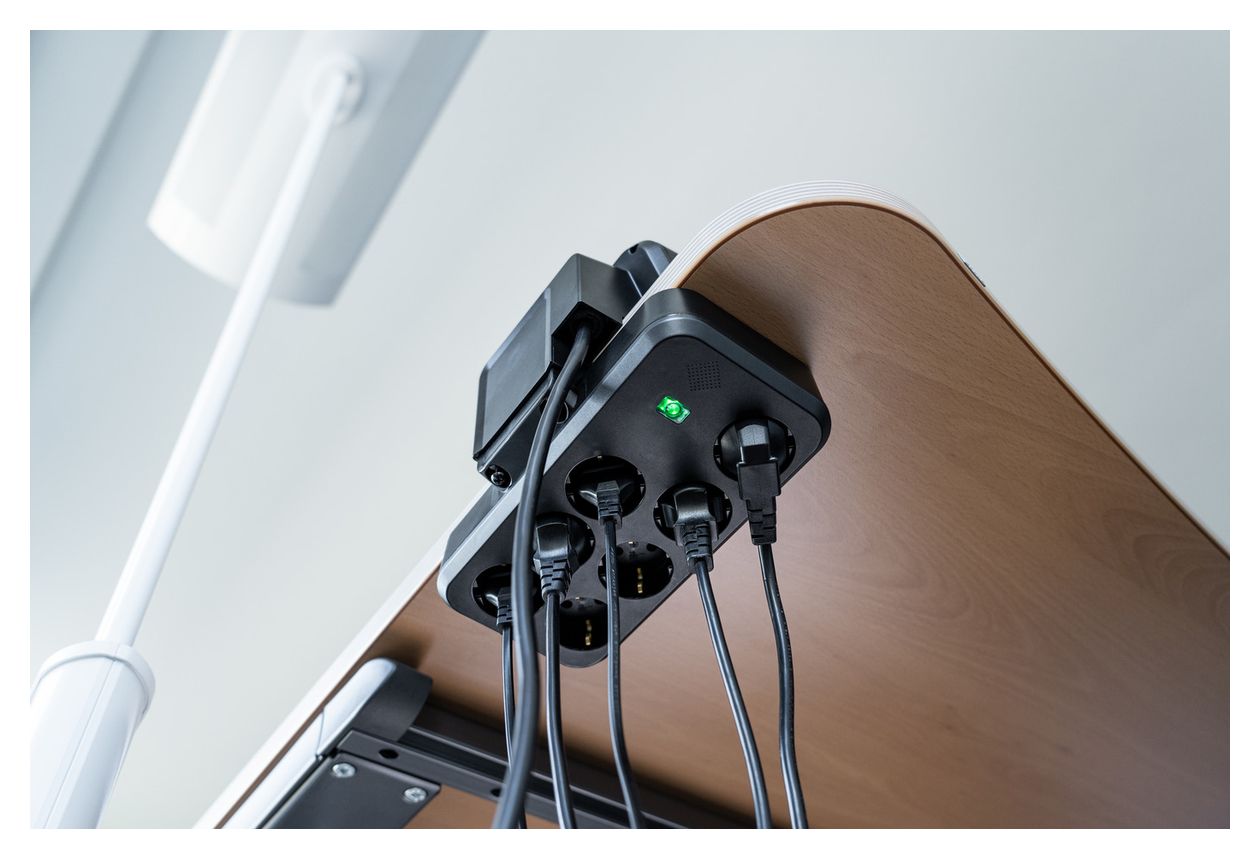 estilo Duplex Tischsteckdosenleiste Überspannungsschutz USB-C PD 9-fach 2 m  (Schwarz/Silber) 
