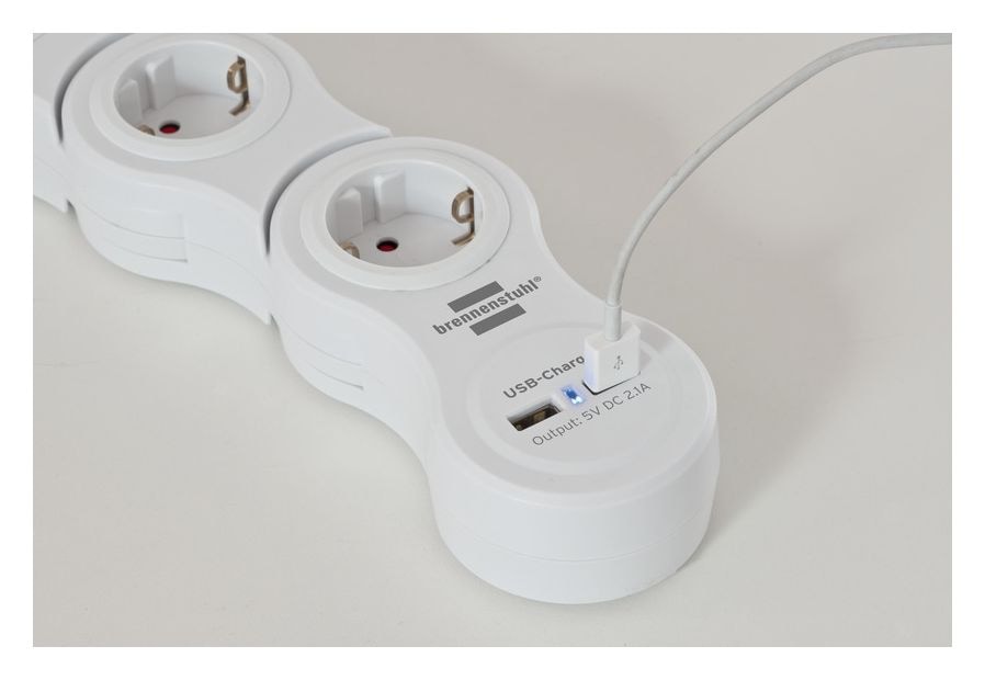 Vario Power Steckdosenleiste mit USB-Ladefunktion 5-fach 1,4 m  (Weiß) 