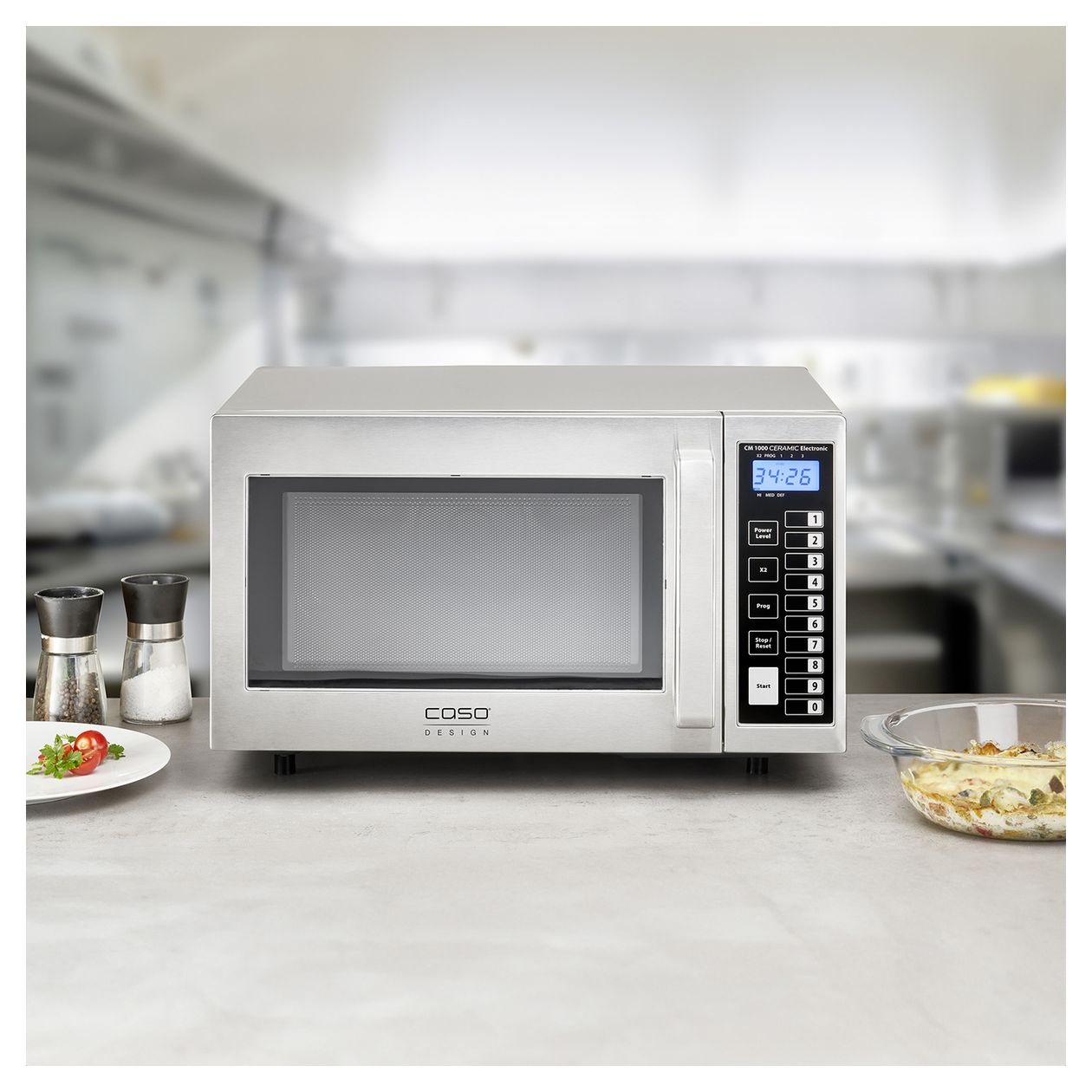 CM1000 Ceramic Electronic Freistehende Mikrowelle 1000 W Größe: mittel 3 Stufen Grill  (Schwarz, Edelstahl) 
