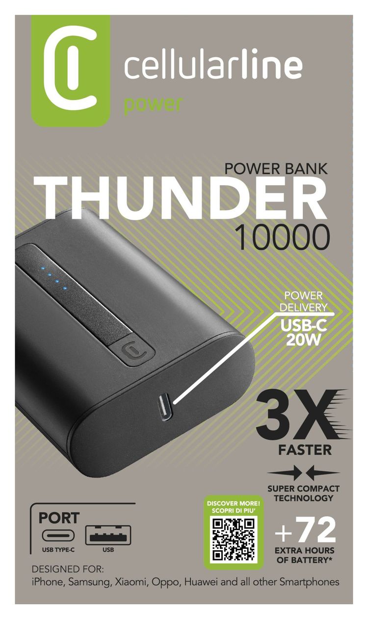 Thunder 10000 mAh Powerbank USB Typ-C  (Schwarz) 