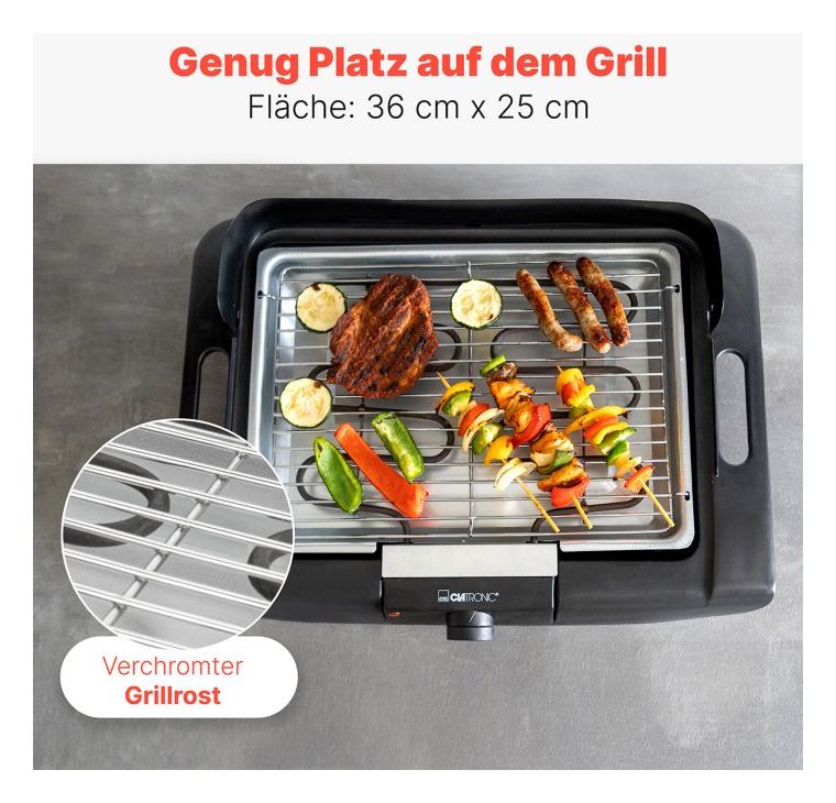 BQ3841 Tischgrill 2000 W mit 360 x 250 mm Fläche  (Schwarz) 