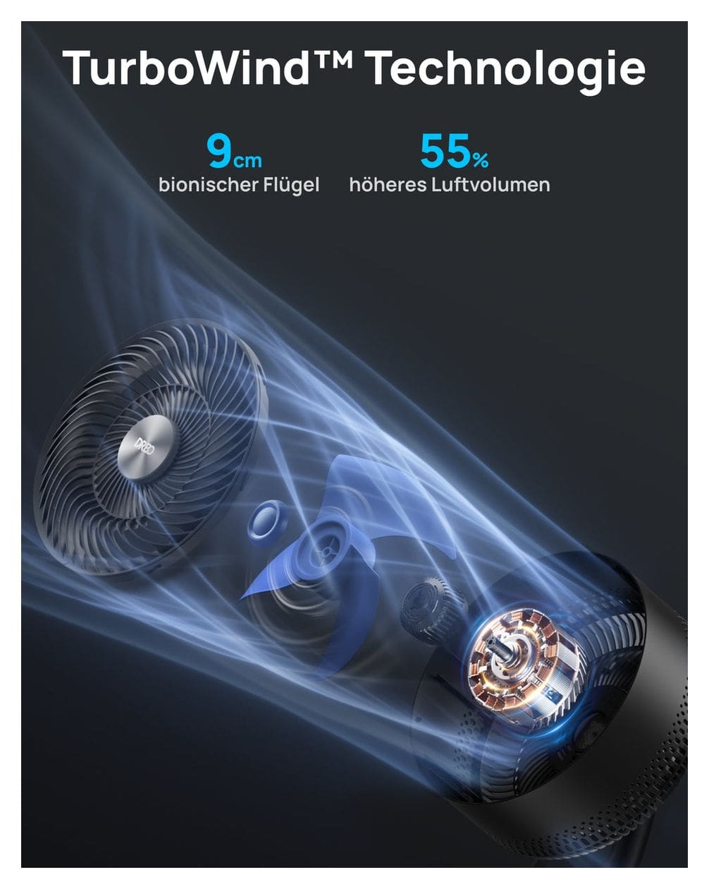 TurboPoly 154 1700 m³/h Ventilator Stand 25 dB  (Schwarz) 