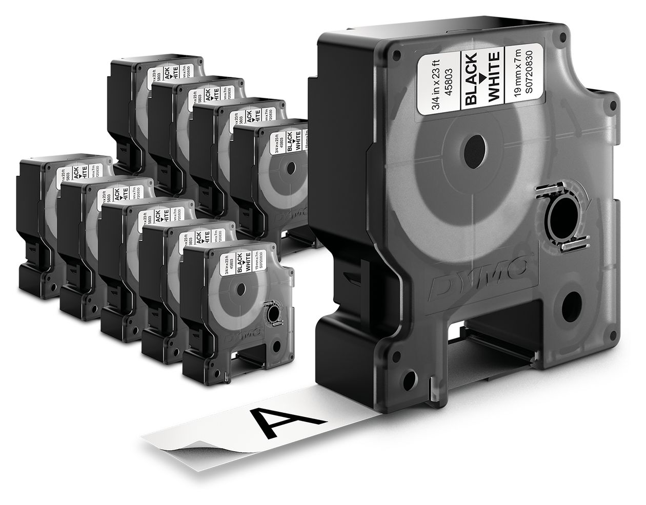 DYMO Original D1-Etikettenband | schwarz auf weiß | 19 mm x 7 m | selbstklebendes Schriftband | für LabelManager-Beschriftungsgerät | 10 D1 Etikettenkassetten 