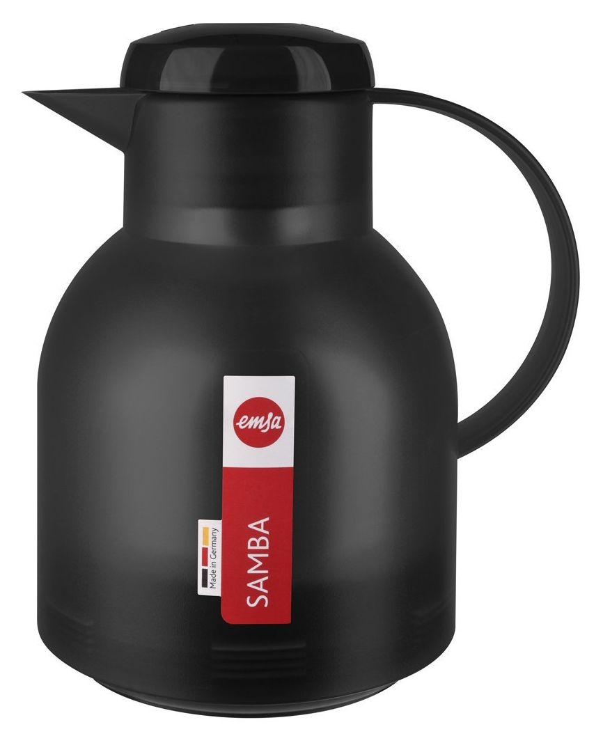 504235 SAMBA Quick Press Isolierkanne 1,0l Glas-Isolierkolben  (Schwarz) 