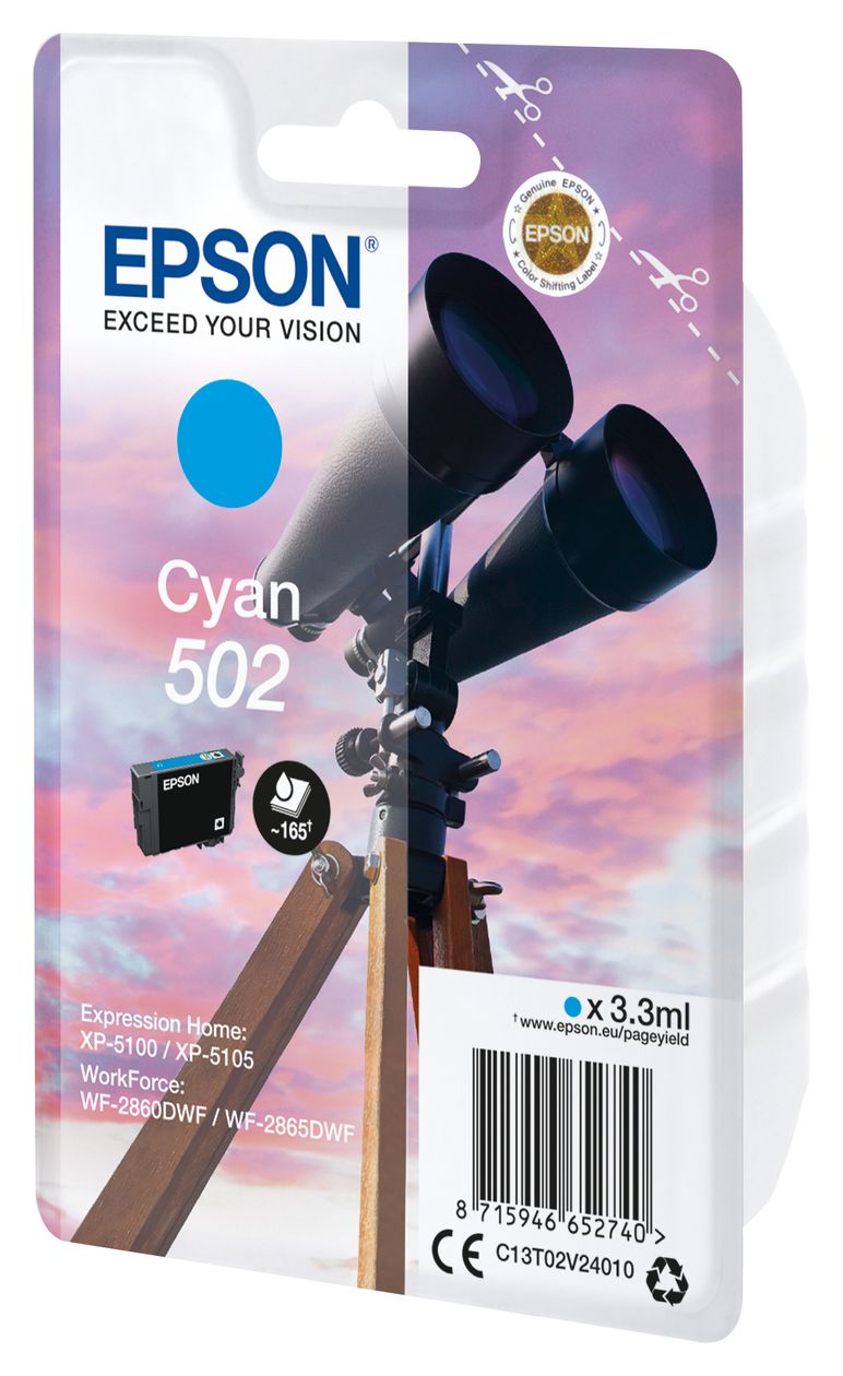 502 C13T02V24010 originale Druckerpatronen Cyan 3,3 ml 