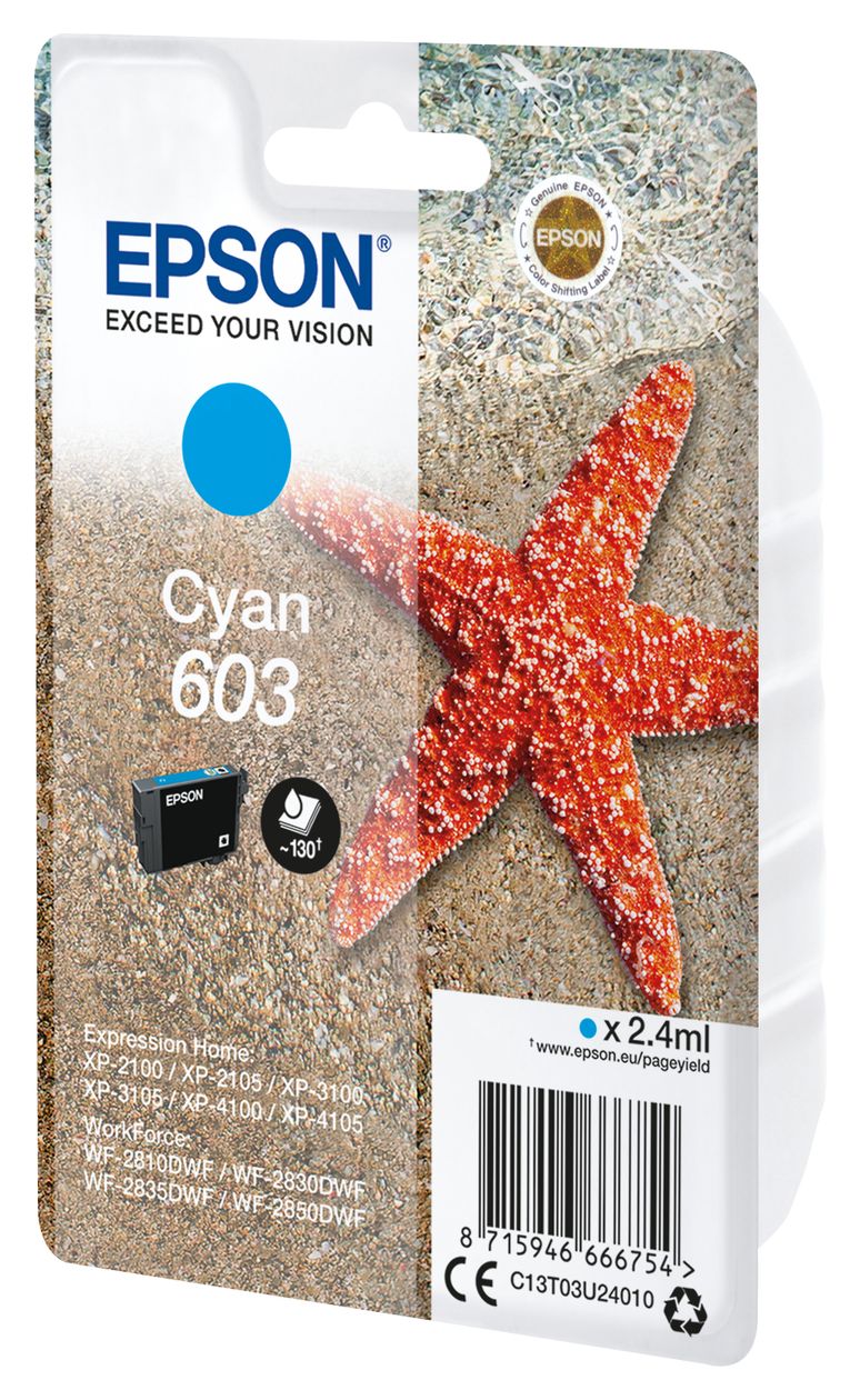 603 C13T03U24010 originale Druckerpatronen Cyan 2,4 ml 