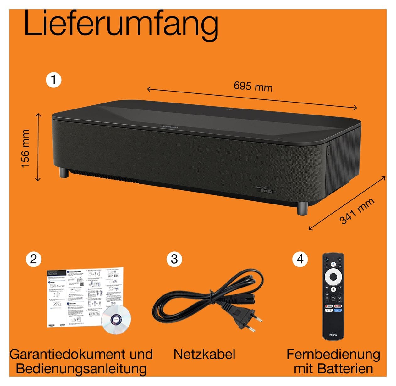 EH-LS970B UHD 4K (3840x2160) 3LCD Laser 4000 ANSI Lumen  (Schwarz) 