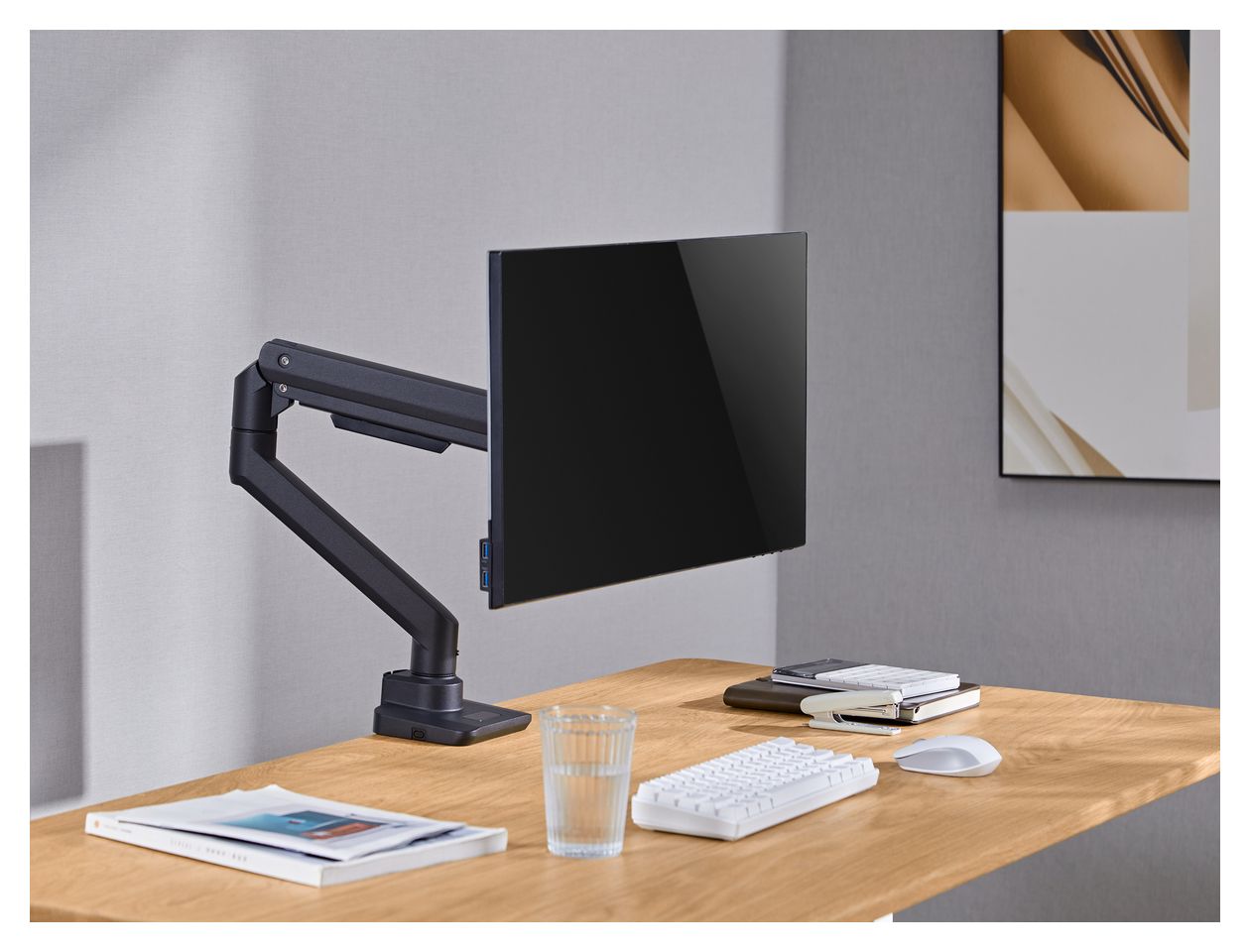 17"-49" Schwerlast-Monitor-Schreibtischhalterung, Schwarz 
