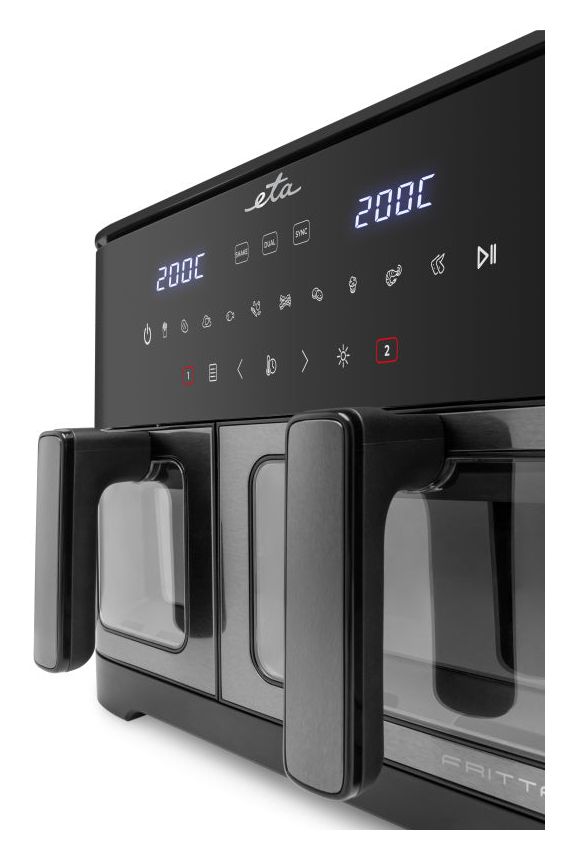 Fritta Dual Doppelkammer Heißluftfritteuse 11 l 2600 W  (Schwarz) 