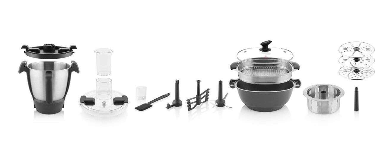 Leonardo Plus 600 W Küchenmaschine 3,5 l mit Waage  (Schwarz, Grau) 