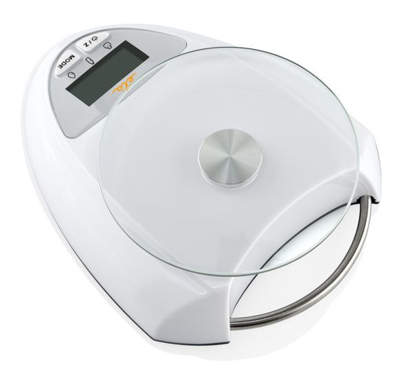 Zori Elektronische Küchenwaage bis 5 kg Genauigkeit 1 g  (Silber, Weiß) 