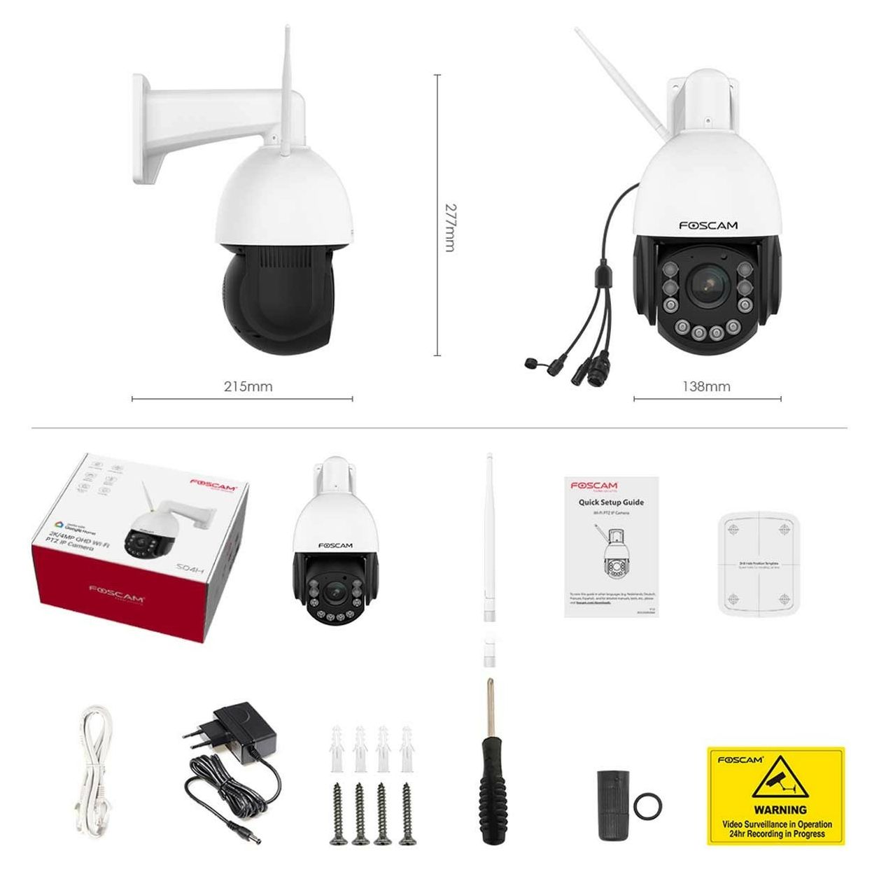 SD4H 2304 x 1536 Pixel IP-Sicherheitskamera IP66 Außen Nachtsicht  (Weiß) 