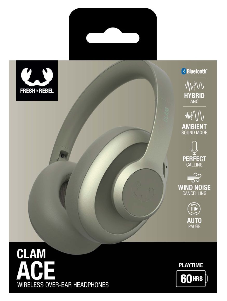 Clam Ace Over Ear Bluetooth Kopfhörer kabellos 60 h Laufzeit USB Typ-C  (Grün) 
