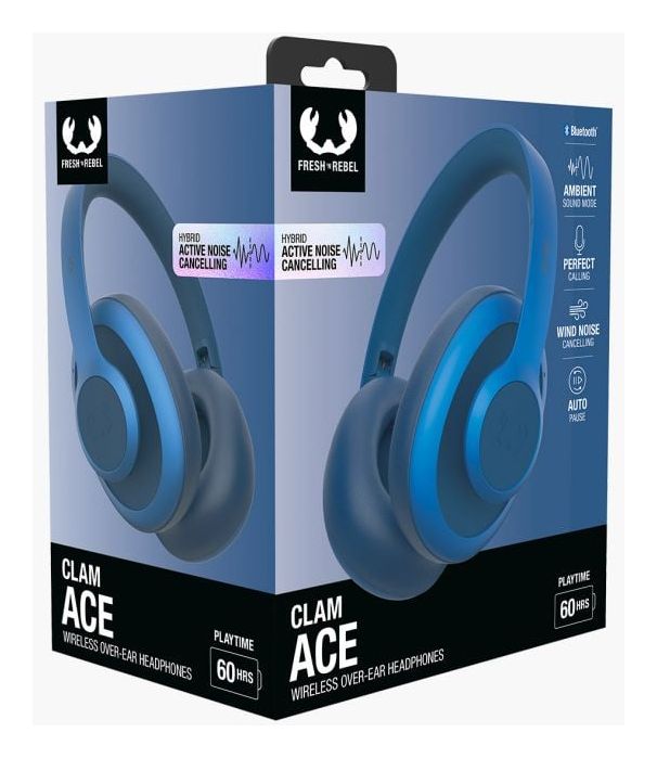 Clam Ace Over Ear Bluetooth Kopfhörer kabellos USB Typ-C  (Blau) 