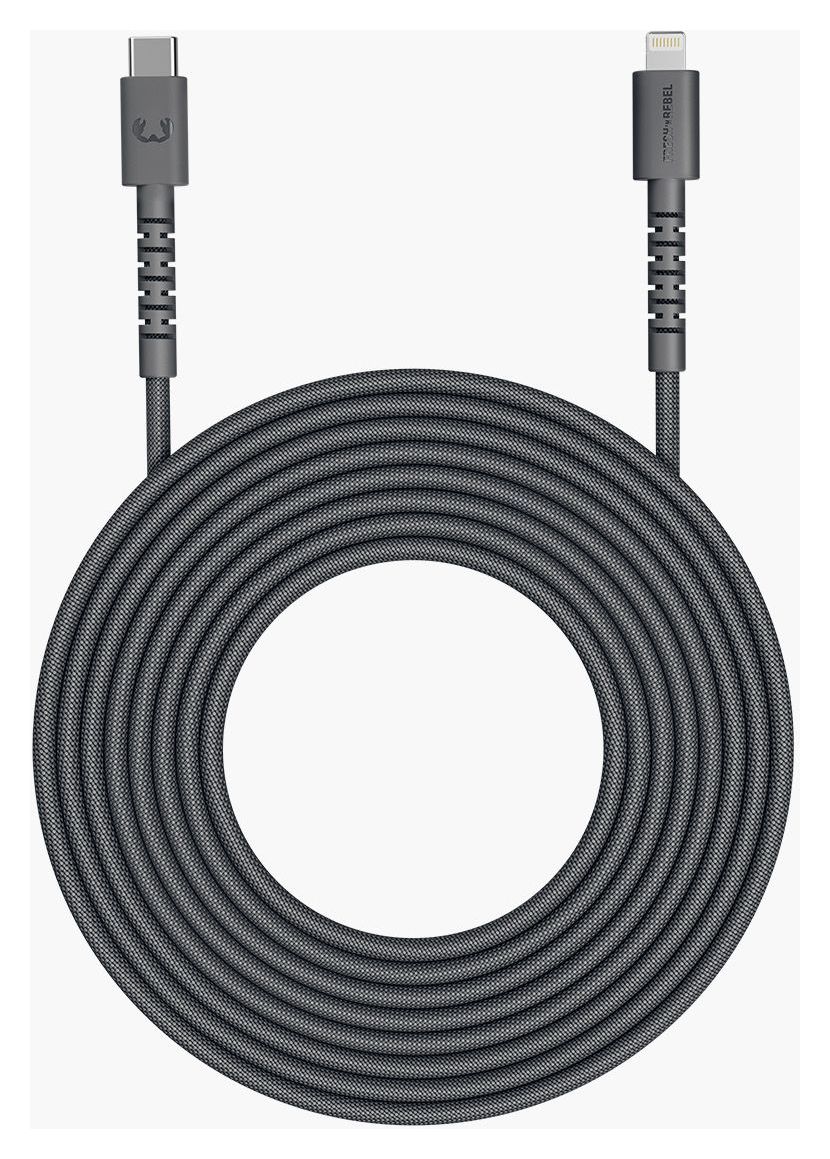 FlexWave Rundkabel Lightning auf USB C Männlich 2 m  (Grau) 