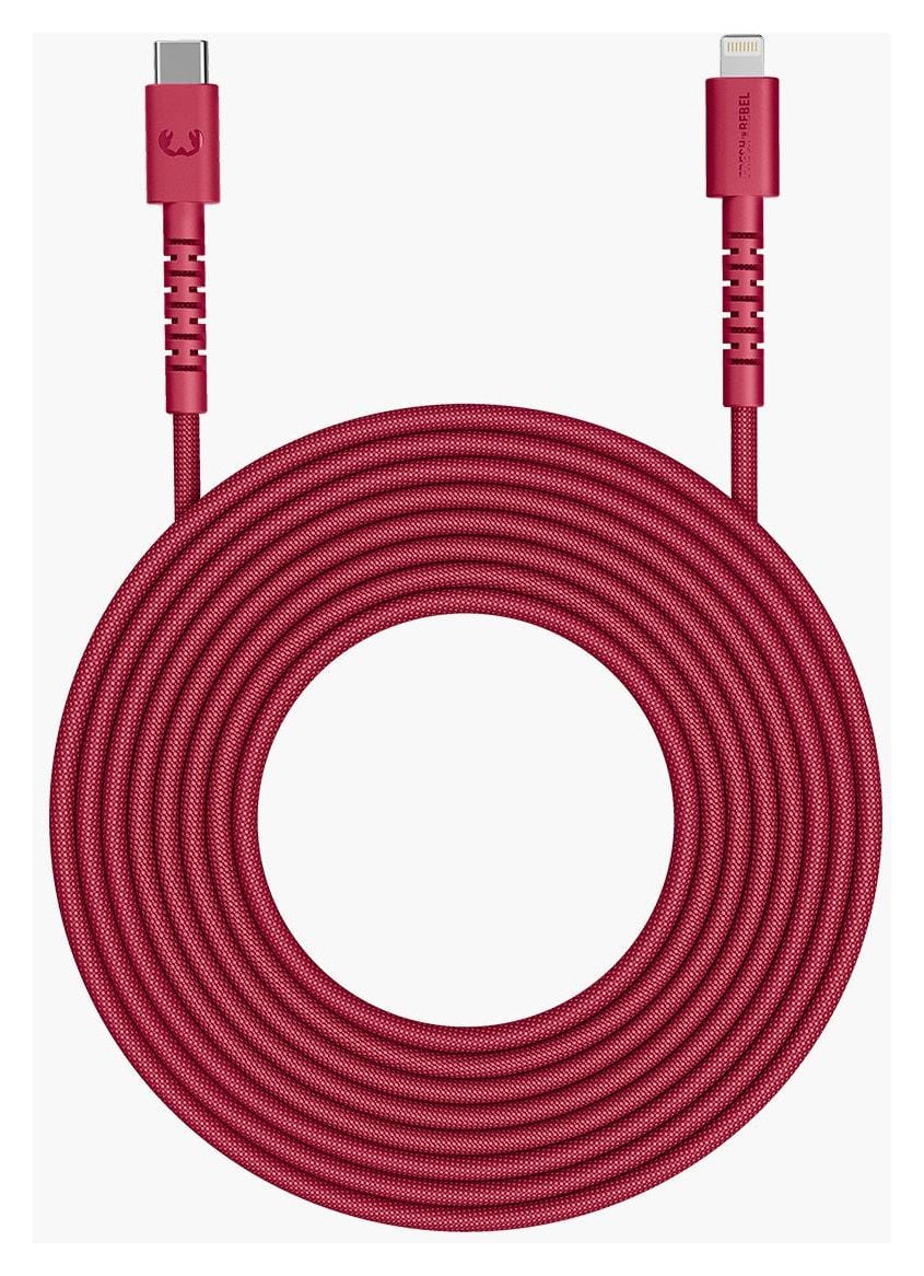 FlexWave Rundkabel Lightning auf USB C Männlich 2 m  (Rot) 