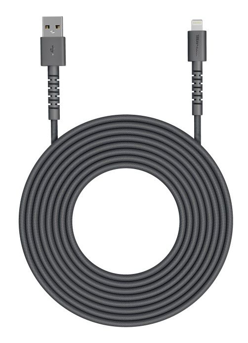 FlexWave Rundkabel Lightning auf USB A Männlich 2 m  (Grau) 