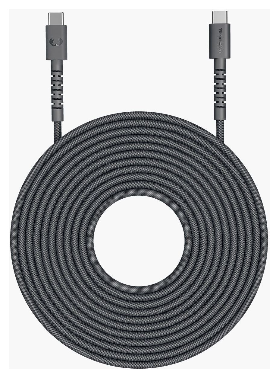 FlexWave Rundkabel USB C auf USB C Männlich bis 60 W 3 m  (Schwarz) 