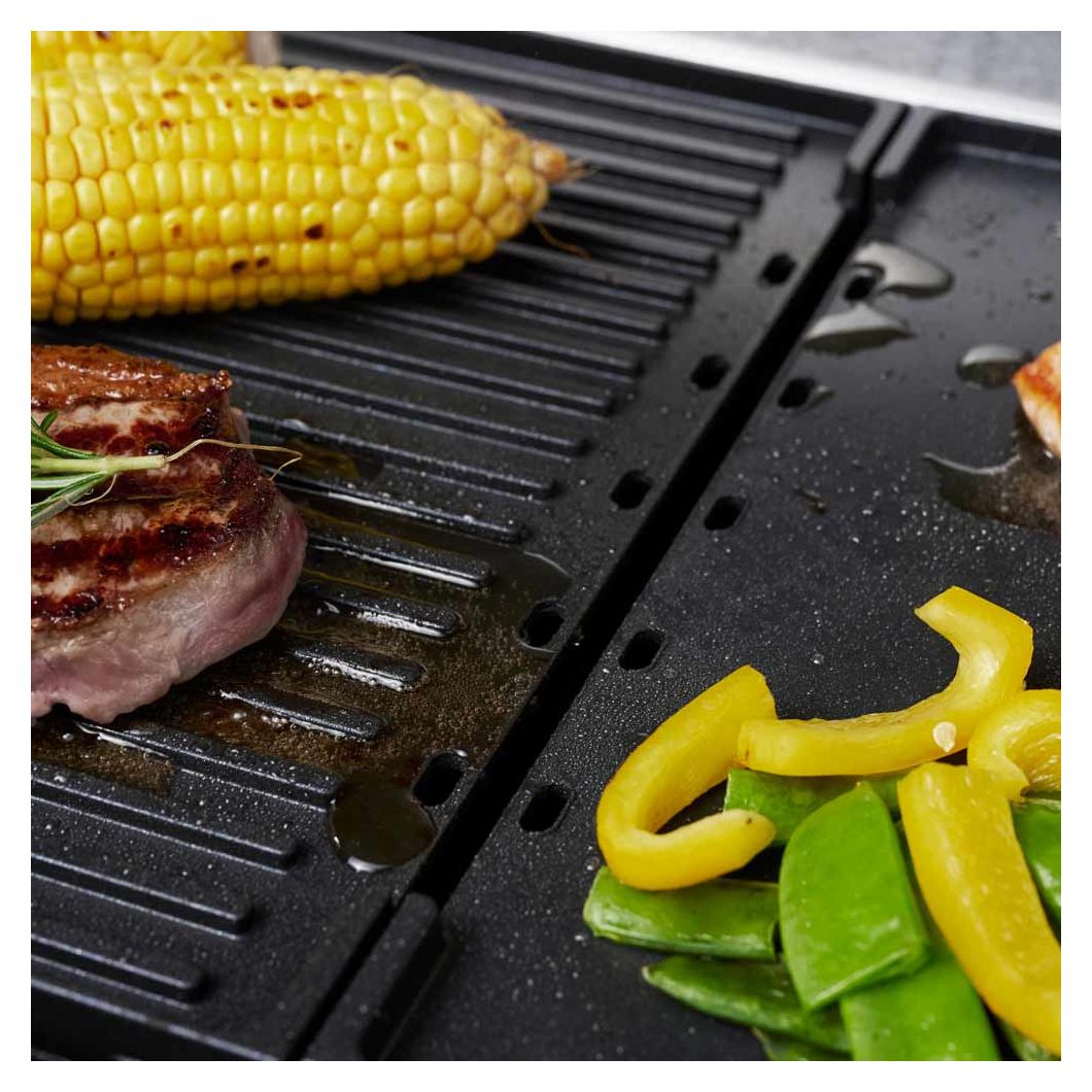 42524 Design Plancha & BBQ 2 Zone(n) 2000 W mit 420 x 280 mm Fläche  (Schwarz, Edelstahl) 