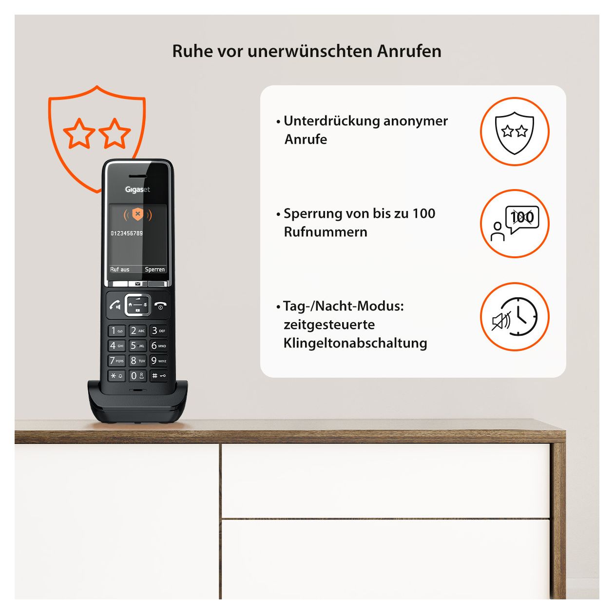 E560 Premium-Großtastentelefon Analoges/DECT-Telefon  (Schwarz) 
