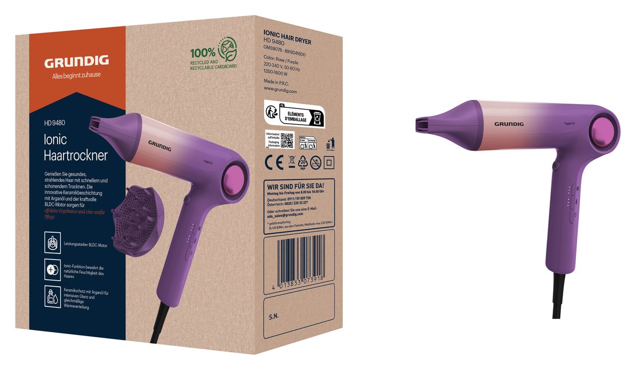HD9480 Haartrockner 1600 W  (Pink, Violett) 