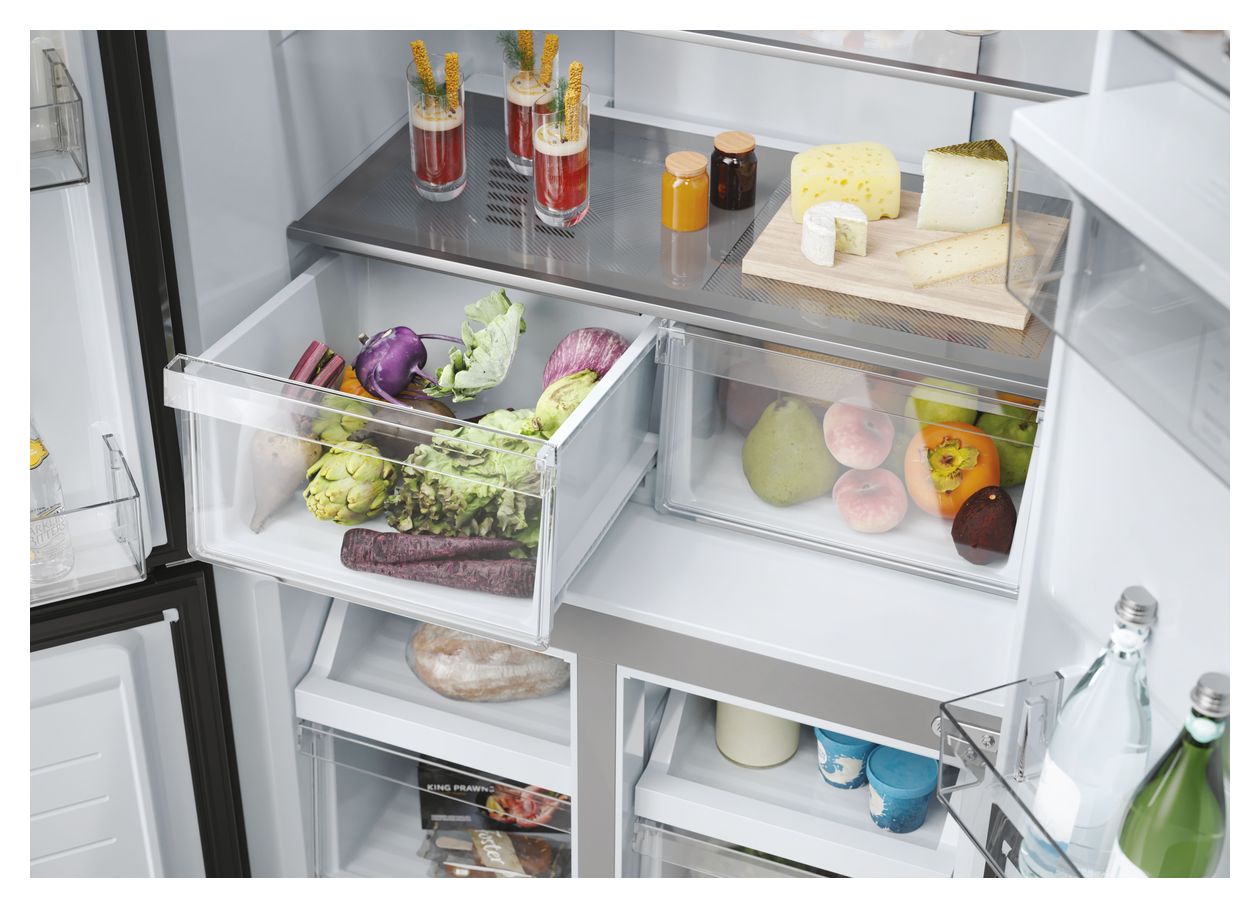 HCR3818EWMM Side-by-Side Kühl-/ Gefrierkombination 307 l / 156 l 290 kWh NoFrost 1815 mm x 833 mm  (Platin, Edelstahl) 