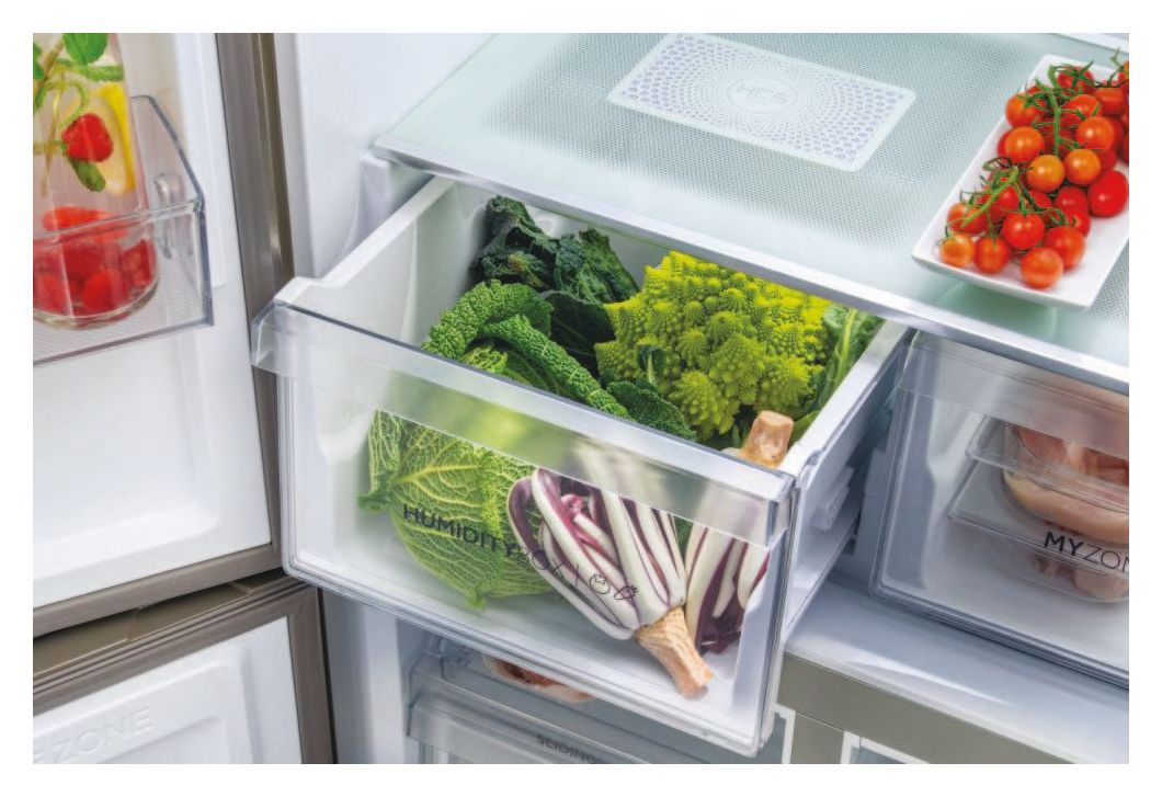 HCR5919FOPG Side-by-Side Kühl-/ Gefrierkombination 354 l / 174 l 360 kWh NoFrost 1900 mm x 908 mm  (Grau) 