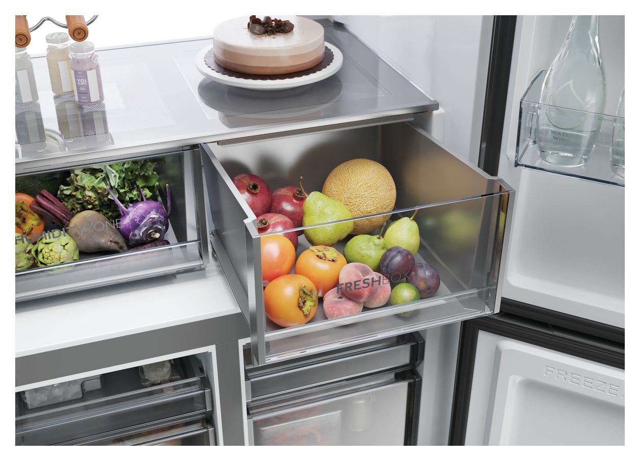 HCR79F19CNMD Side-by-Side Kühl-/ Gefrierkombination 422 l / 220 l 226 kWh NoFrost 1905 mm x 908 mm  (Platin, Edelstahl) 