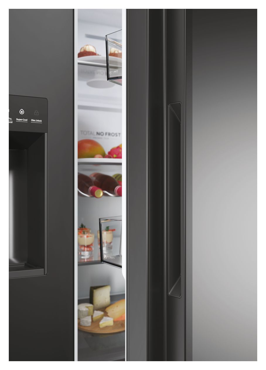 HSW59F18EIPT Side-by-Side Kühl-/ Gefrierkombination 391 l / 210 l 334 kWh NoFrost 1775 mm x 905 mm  (Schwarz) 