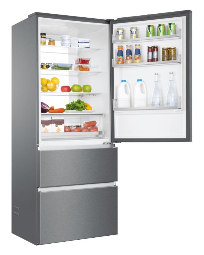 HTOPMNE7193 Side-by-Side Kühl-/ Gefrierkombination 310 l / 140 l 297 kWh NoFrost 1906 mm x 700 mm  (Platin, Edelstahl) 