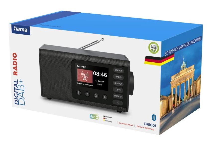 054260 DR1001 Bluetooth DAB, DAB+, FM Radio Persönlich  (Schwarz) 