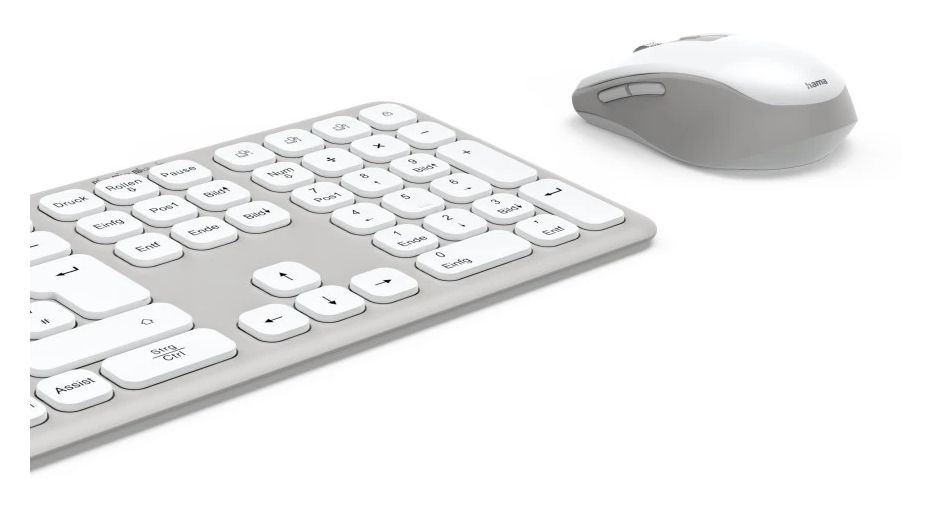 173066 WKM-550 Heimbüro Tastatur RF Wireless + Bluetooth 2.4 GHz  (Grau, Weiß) 