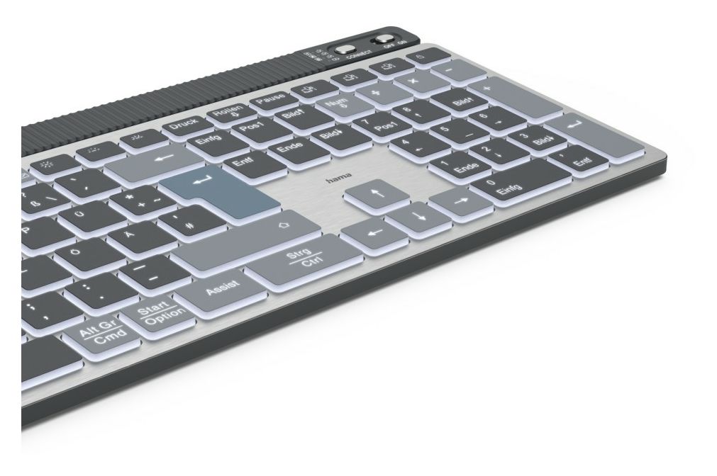 173068 WK-750 LED Heimbüro Tastatur Bluetooth 2.4 GHz (Anthrazit, Schwarz, Blau) 