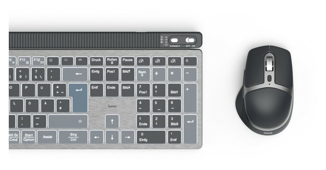 173069 WKM-750 LED Heimbüro Tastatur Bluetooth 2.4 GHz (Anthrazit, Schwarz, Blau) 