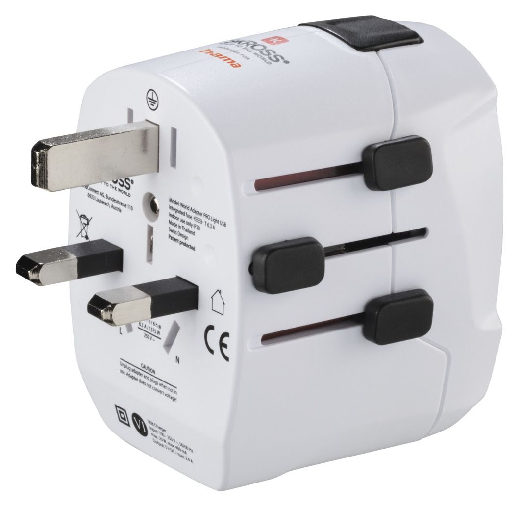 World Travel Pro Light USB Reiseadapter für bis zu 200 Länder 