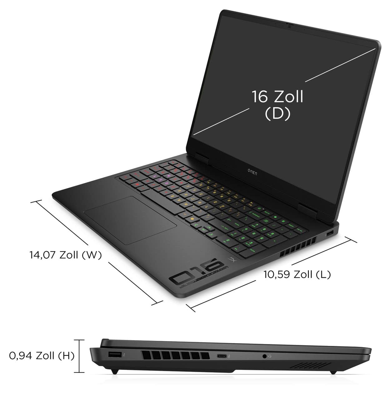 Omen 16-am0677ng 2K Ultra HD Notebook 40,6 cm (16 Zoll) 1920 x 1200 Pixel 1 TB SSD Windows 11 Home Intel® Core™ i7 max. 5,2 GHz  (Schwarz) 