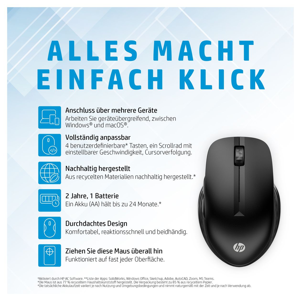 430 1200 DPI Büro Maus Optisch  (Schwarz) 