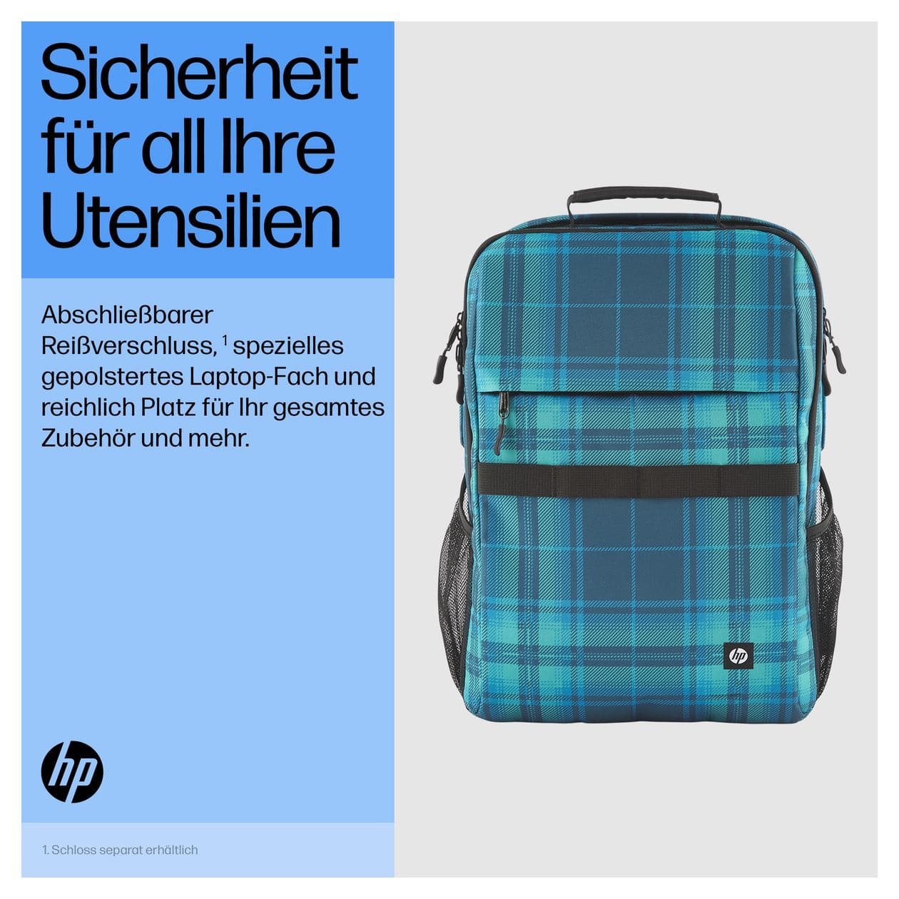 Campus XL Notebook-Rucksack Tartan Plaid bis 40,9 cm (16.1 Zoll) (Blau) 