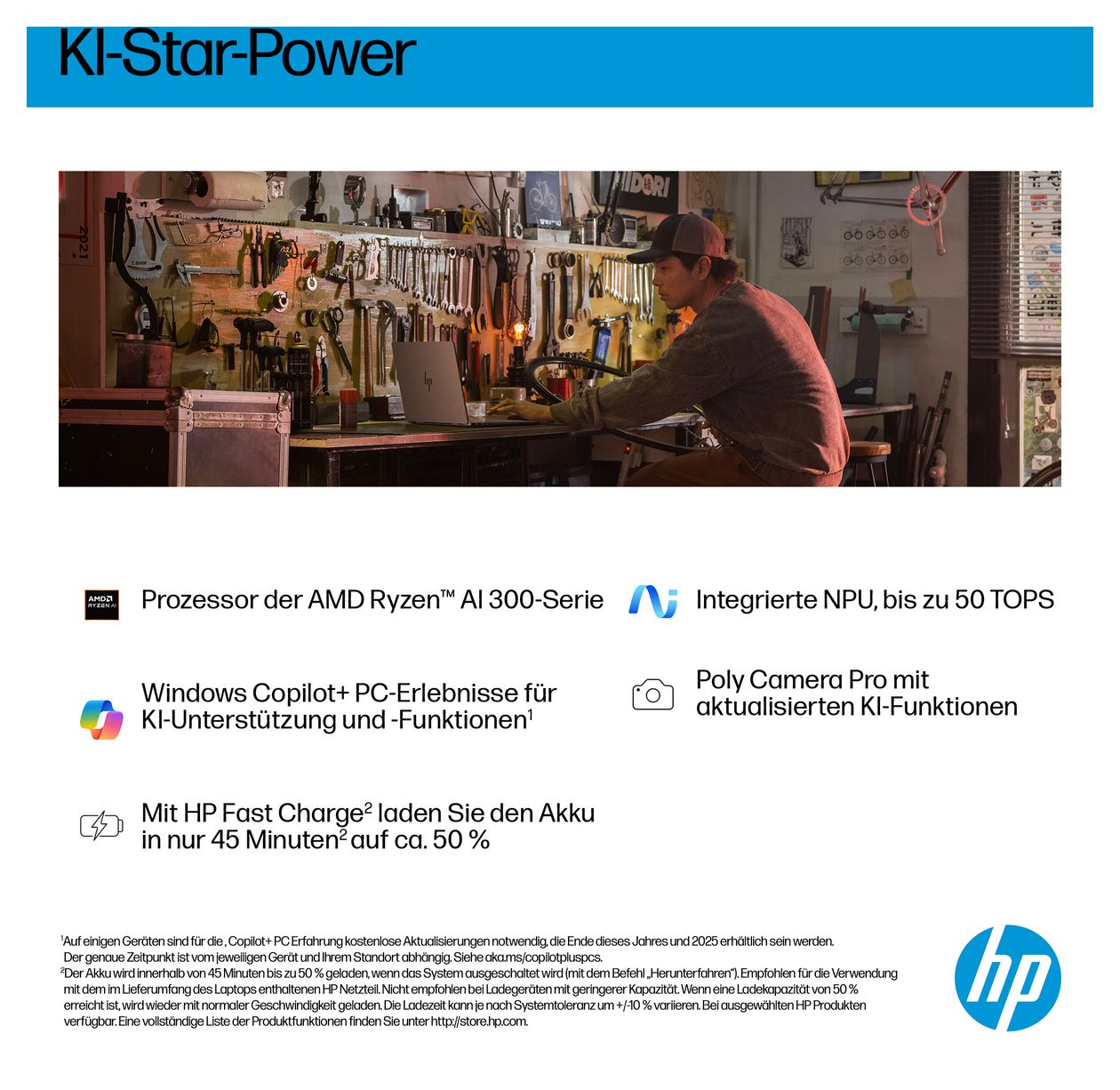 OmniBook X Flip 16-ar0653ng 2K Ultra HD Notebook 40,6 cm (16 Zoll) 1920 x 1200 Pixel 16 GB Ram 1 TB SSD Windows 11 Home AMD Ryzen 5 max. 4,8 GHz intern  (Silber) 