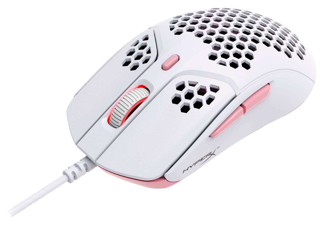 HyperX Pulsefire Haste 3200 DPI Gaming Maus Optisch  (Pink, Weiß) 