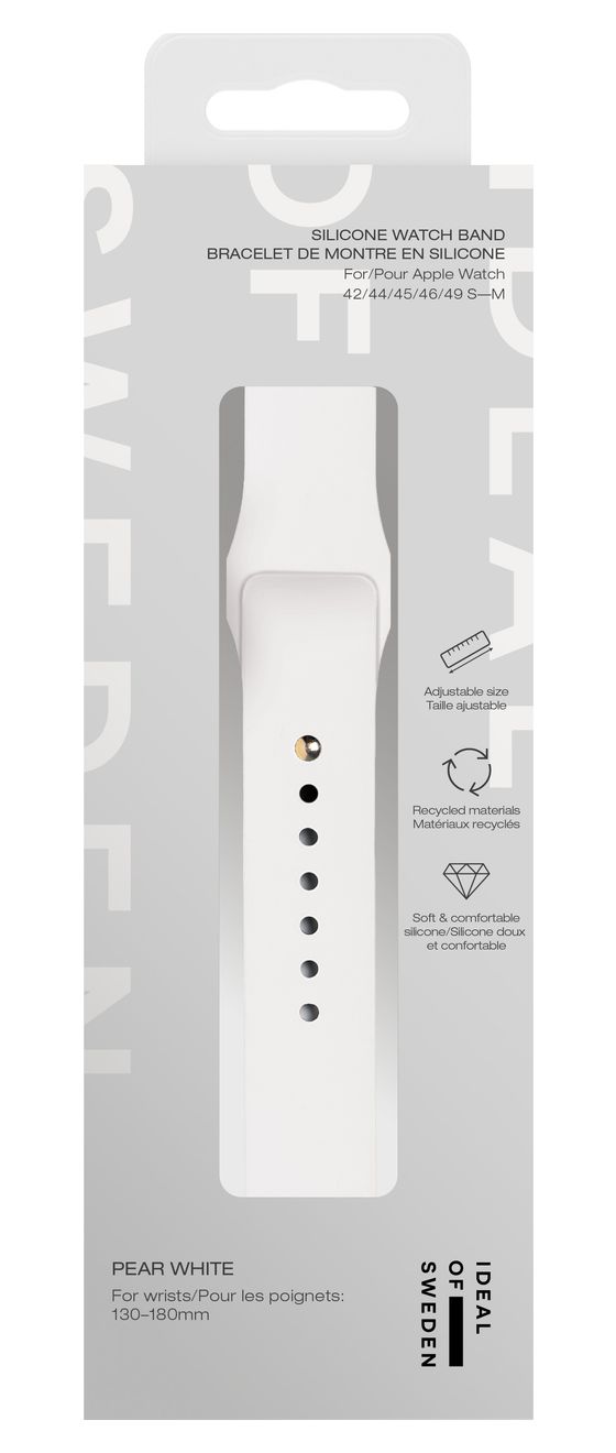 Silicone Watch Band Armband S/M 20 mm Apple Watch 42/44/45/46/49  (Weiß) 