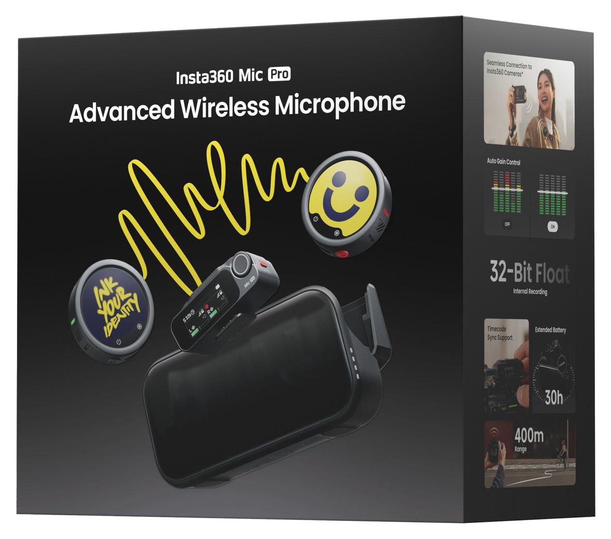 Mic Pro (2 Sender + 1 Empfänger + Ladecase)  (Schwarz) 