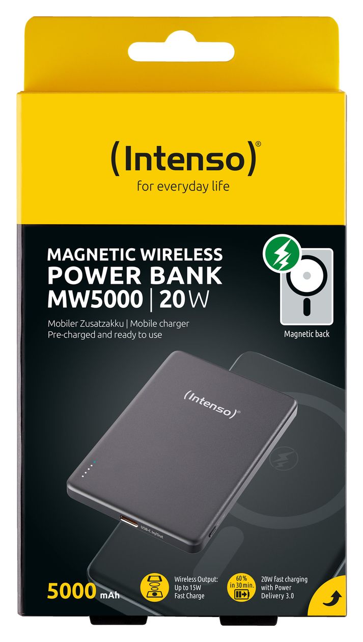 MW 5000 mAh Powerbank USB Typ-C Kabelloses Laden  (Grau) 