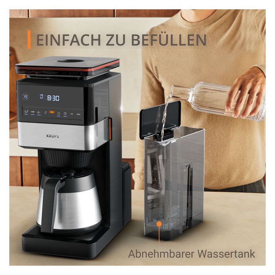 KT8428 Grind Aroma XL 15 Tassen Thermo Filterkaffeemaschine  (Schwarz, Edelstahl) 