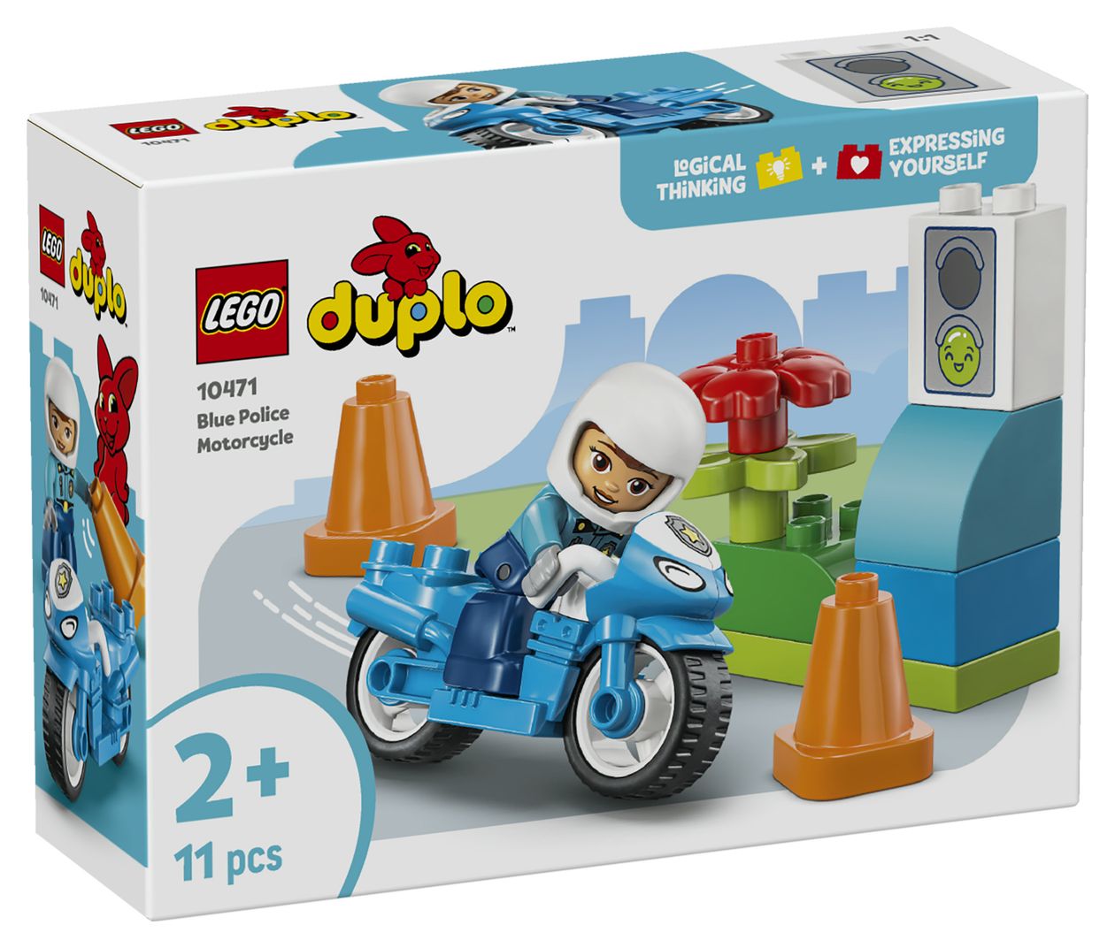 DUPLO Town Blaues Polizeimotorrad Bauset 11 Teile  (Mehrfarbig) 