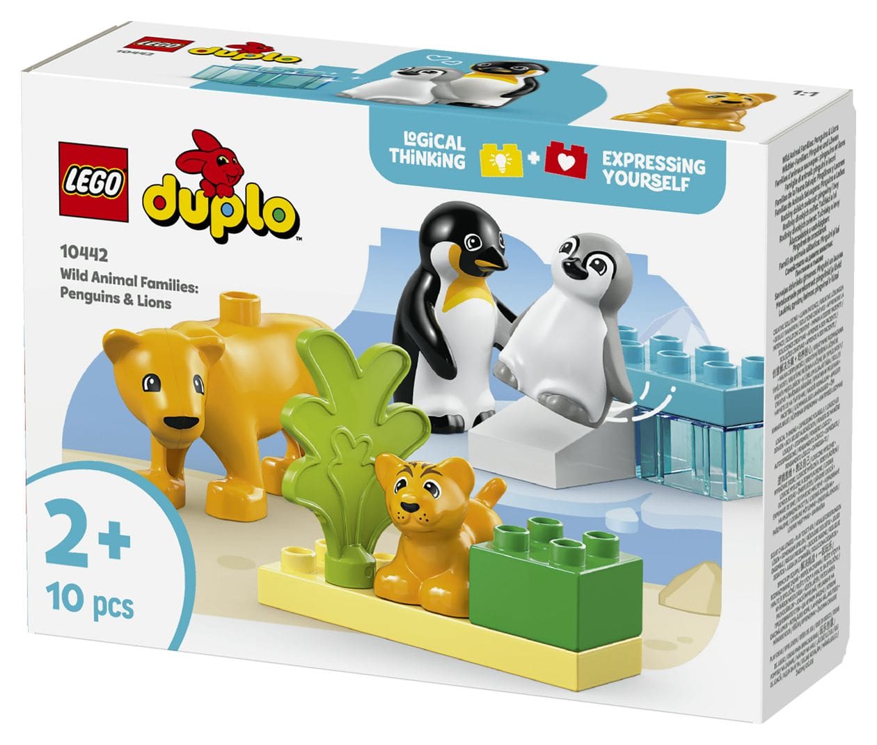 DUPLO Town Wildtier-Familien Pinguine und Löwen Bauset 10 Teile  (Mehrfarbig) 
