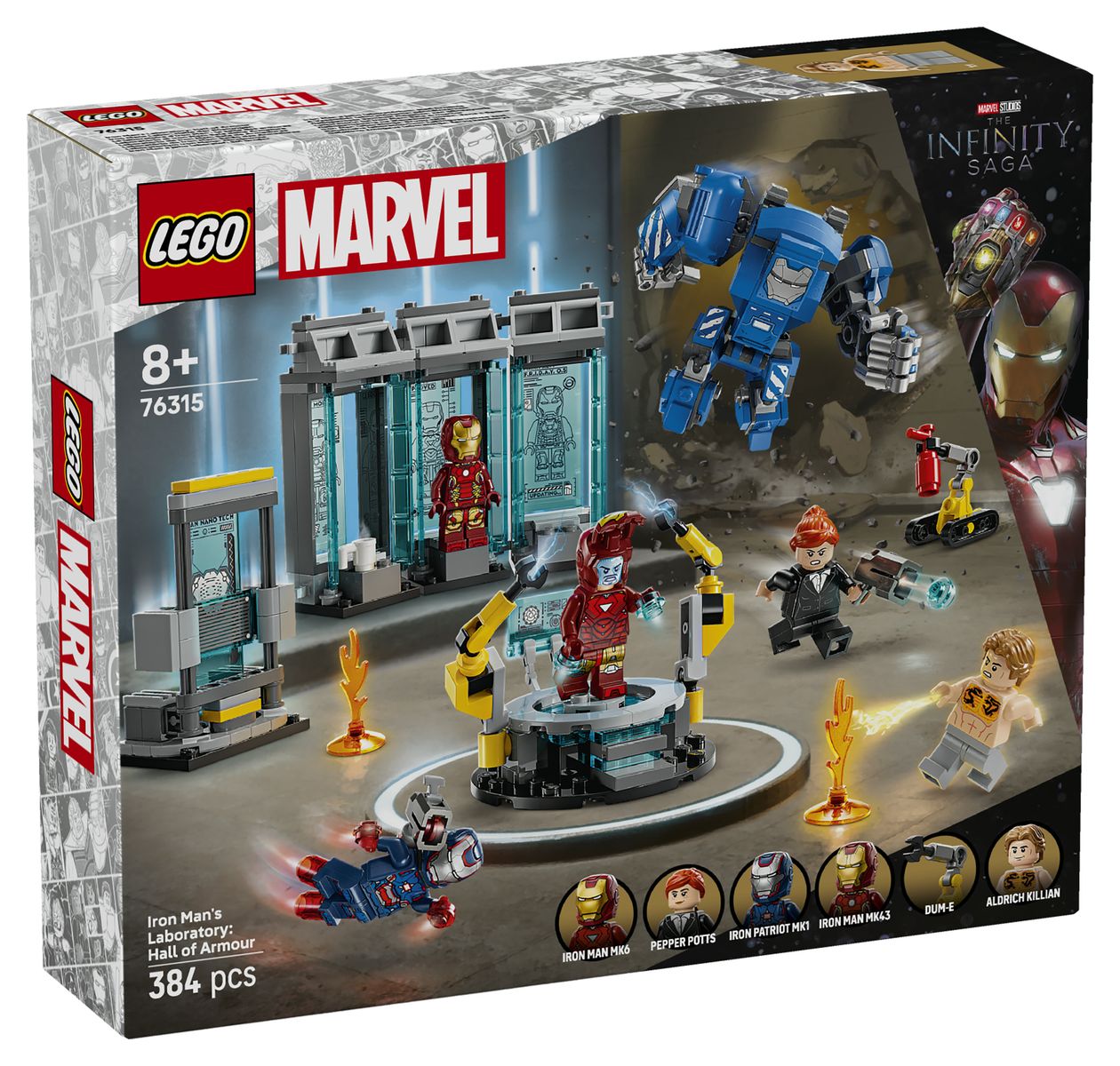 Marvel Iron Mans Labor Halle der Rüstungen Bauset 384 Teile  (Mehrfarbig) 