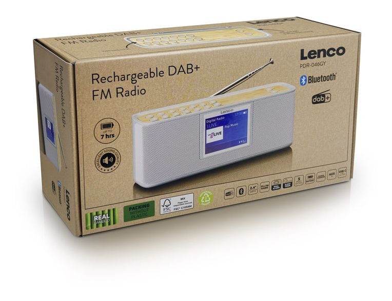 PDR-046 Bluetooth DAB, DAB+, FM Radio Persönlich  (Braun, Weiß) 