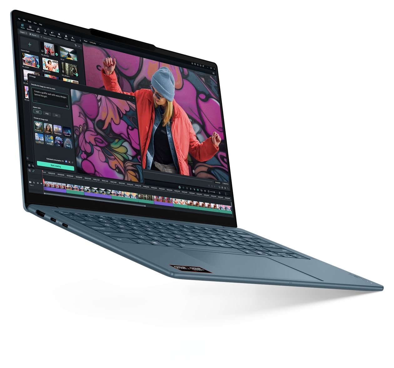 Yoga Slim 7 14AKP10 Copilot+ 2K Ultra HD Notebook 35,6 cm (14 Zoll) 2880 x 1800 Pixel 1 TB SSD Windows 11 Home AMD Ryzen 7 max. 5 GHz  (Türkis) 